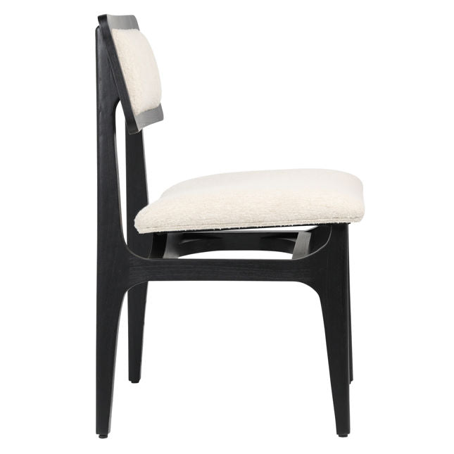 Silva Dining Chair Off White Boucle and Black | BeBoldFurniture