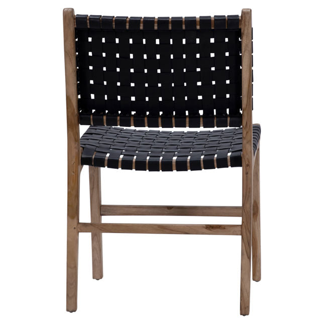 Dale Dining Chair Black Leather/ Natural Wood Frame | BeBoldFurniture
