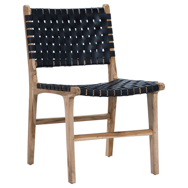 Dale Dining Chair Black Leather/ Natural Wood Frame  | BeBoldFurniture 