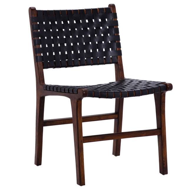 Dale Dining Chair Black Leather/Dark Brown Frame  | BeBoldFurniture 