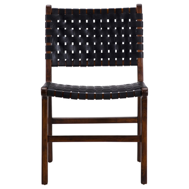 Dale Dining Chair Black Leather/Dark Brown Frame | BeBoldFurniture