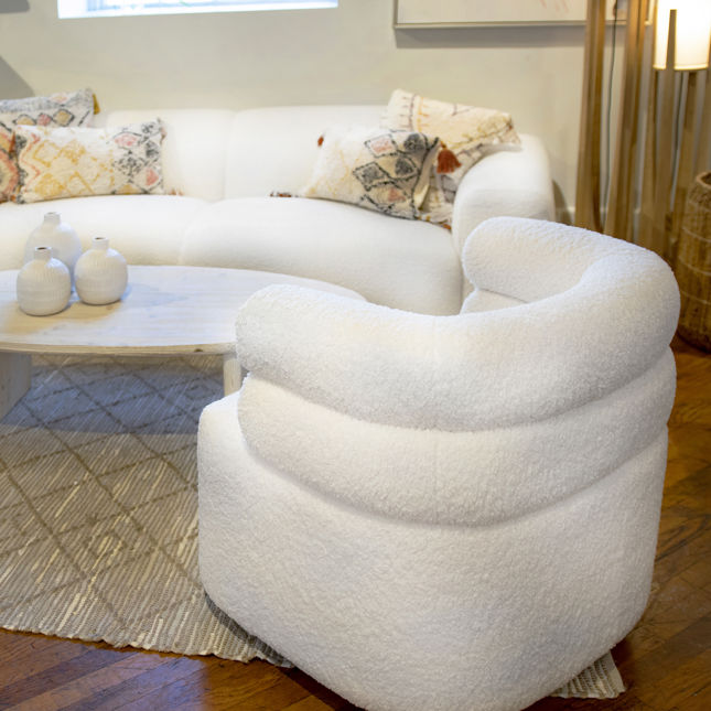 Jolo Swivel Chair Cream | BeBoldFurniture