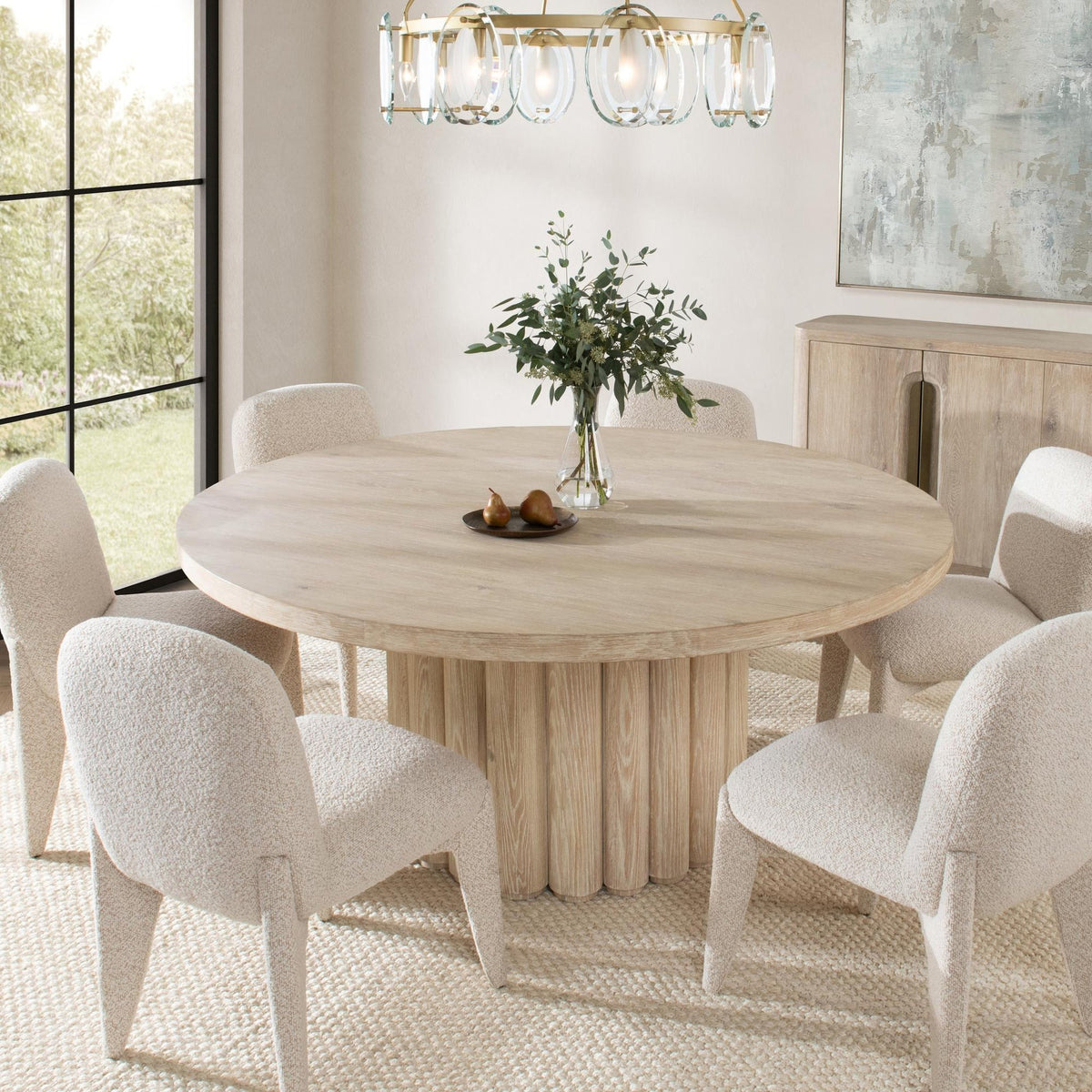 Tiber Round Dining Table Cream Washed in Houston | BeBoldFurniture