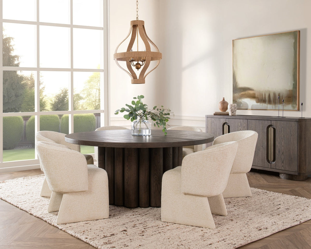 Tiber Round Dining Table Toasted Brown in Houston | BeBoldFurniture