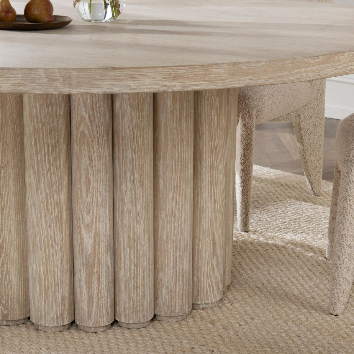 Tiber Round Dining Table Cream Washed in Houston | BeBoldFurniture
