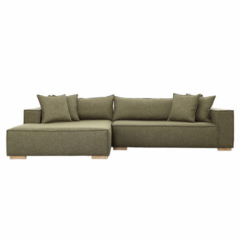 Clarisse Chaise Sectional Left Side Chaise Olive Green | BeBoldFurniture