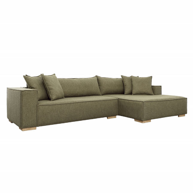 Clarisse Chaise Sectional Right Side Chaise Olive Green | BeBoldFurniture