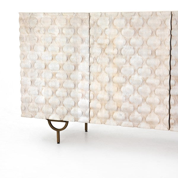 Rio Media Console Round Cut White Wash - Be Bold Furniture