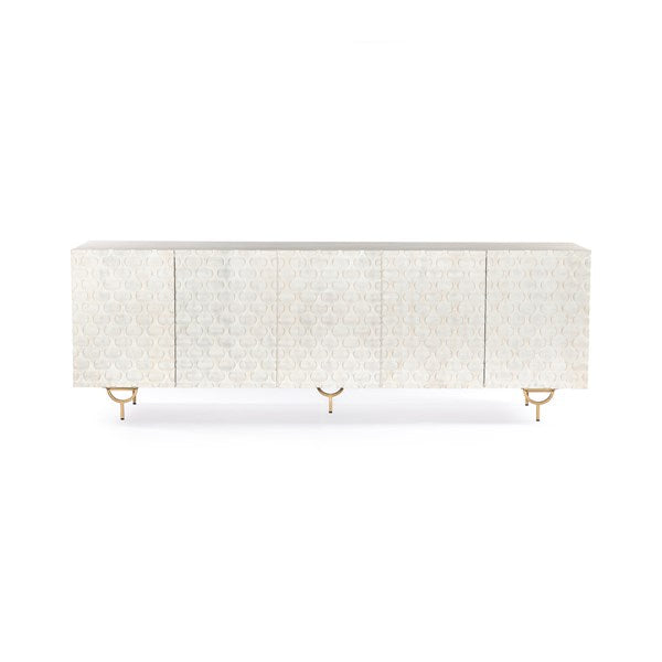 Rio Media Console Round Cut White Wash - Be Bold Furniture