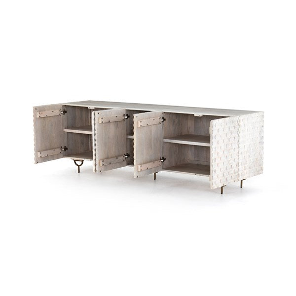 Rio Media Console Round Cut White Wash - Be Bold Furniture