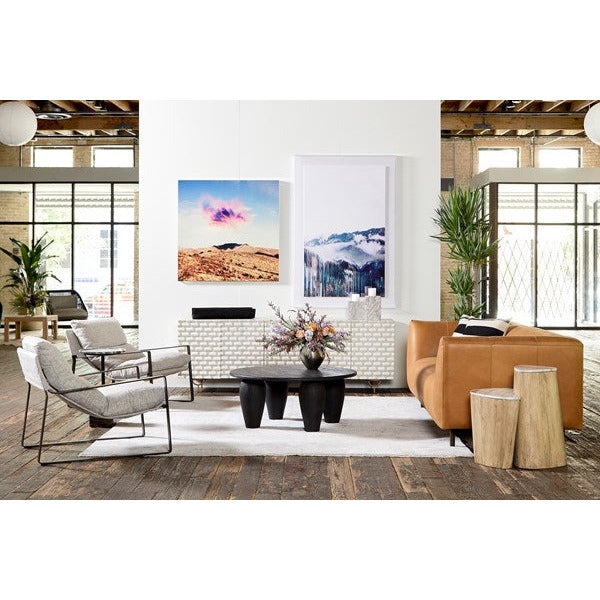 Rio Media Console Round Cut White Wash - Be Bold Furniture