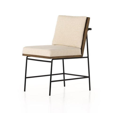 Crete Dining Chair Savile Flax W/ Brown Frame - Be Bold Furniture