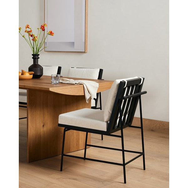 Crete Dining Chair Savile Flax W/ Black Frame - Be Bold Furniture