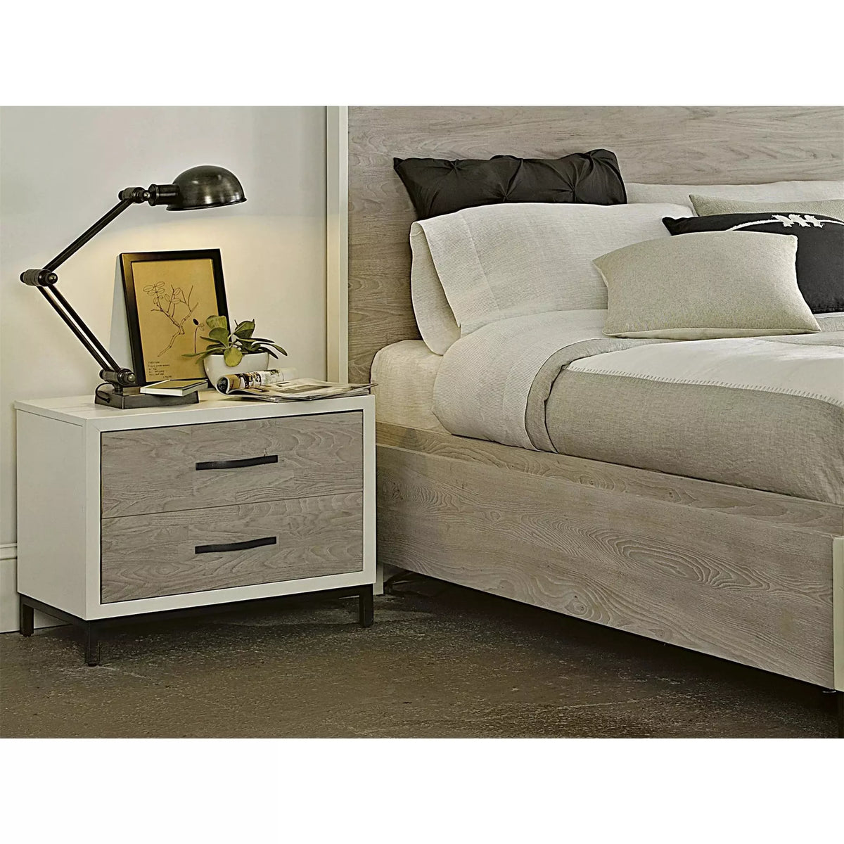 Spencer Nightstand Gray and Parchment - Be Bold Furniture