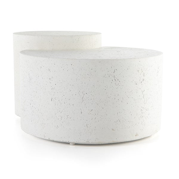 Meza Nesting Coffee Table-Textured White - Be Bold Furniture