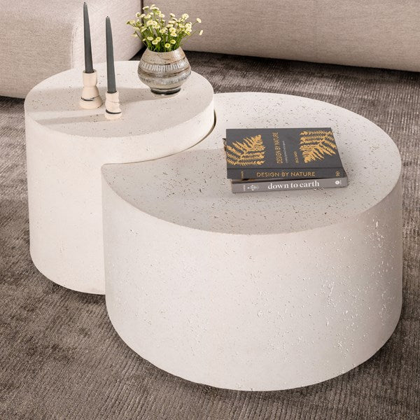 Meza Nesting Coffee Table-Textured White - Be Bold Furniture