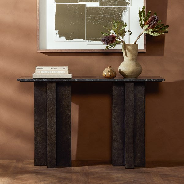Terrell Console Table Black Marble - Be Bold Furniture