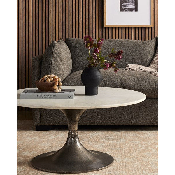 Simone Round Coffee Table White Marble - Be Bold Furniture