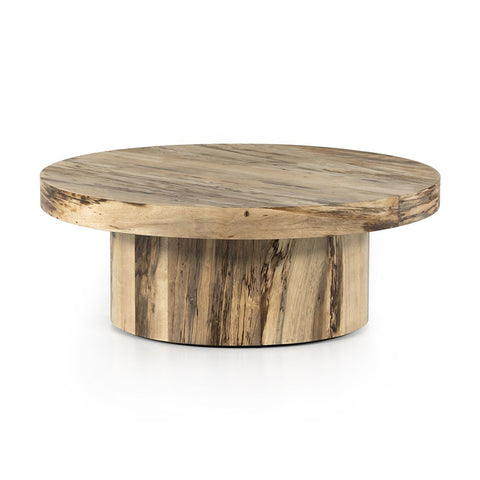 Hudson Pedestal Coffee Table Spalted Primavera - Be Bold Furniture