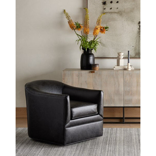 Quinton Swivel Chair Arvada Black - Be Bold Furniture