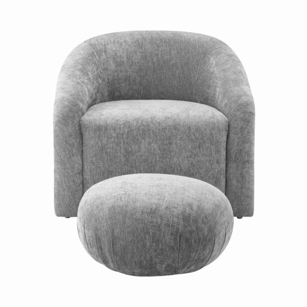 Boboli Grey Velvet Chair + Ottoman Set - Be Bold Furniture