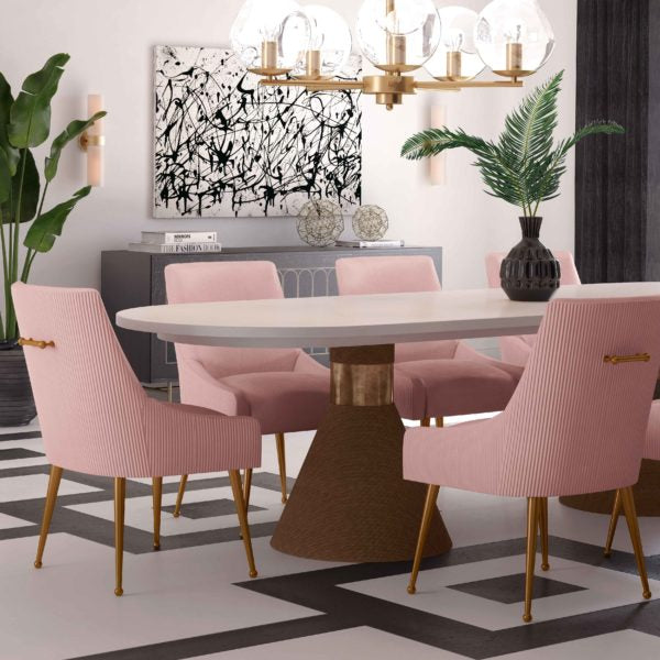 Beatrix Pleated Blush Velvet Side Chair - Be Bold Furniture