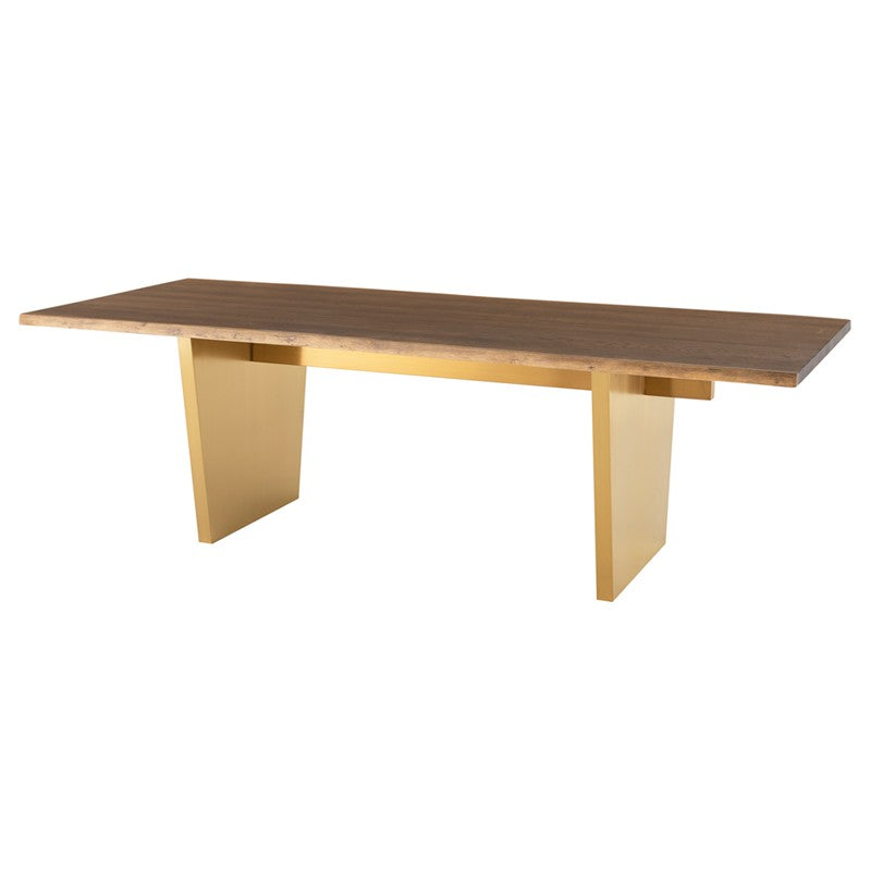 Aiden Dining Table Seared Oak/ Brushed Gold Legs - Be Bold Furniture