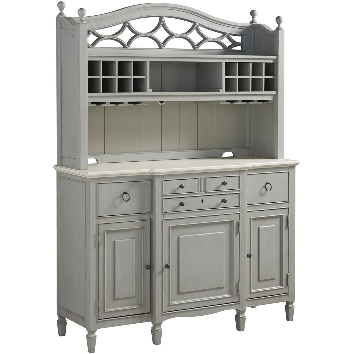 French Gray Summer Hill Serving Buffet with Bar Hutch - Be Bold Furniture