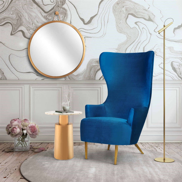 Julia Navy Velvet Wingback Chair - Be Bold Furniture