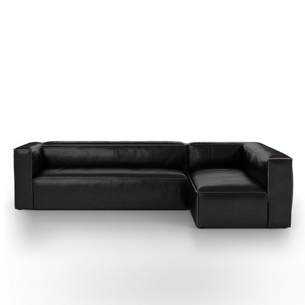 Nolita Sectional  2 Pc Left Chaise Facing Rider Black - Be Bold Furniture