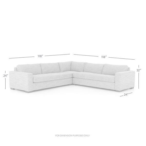 Boone 3-Pc Sectional Small Thames Coal - Be Bold Furniture