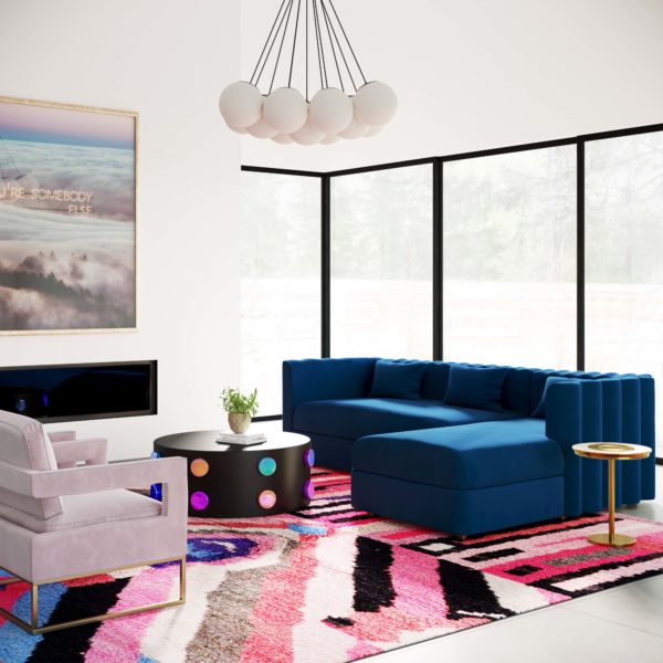 Callie Navy Velvet Sectional RAF - Be Bold Furniture