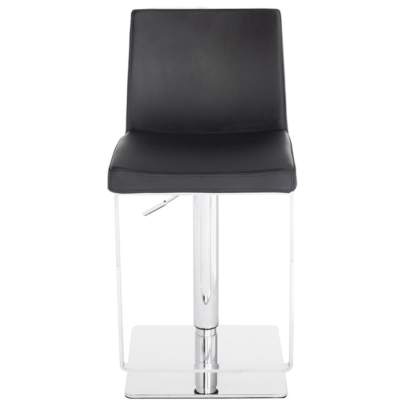 Matteo Adjustable Stool Black Leather/Polished Stainless 15″ - Be Bold Furniture