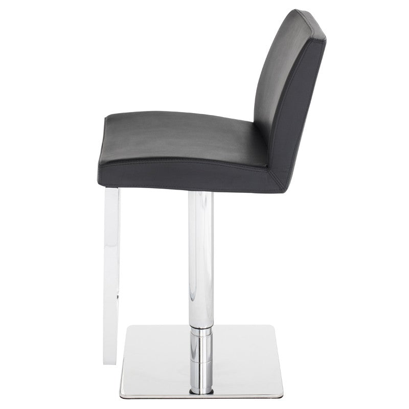 Matteo Adjustable Stool Black Leather/Polished Stainless 15″ - Be Bold Furniture