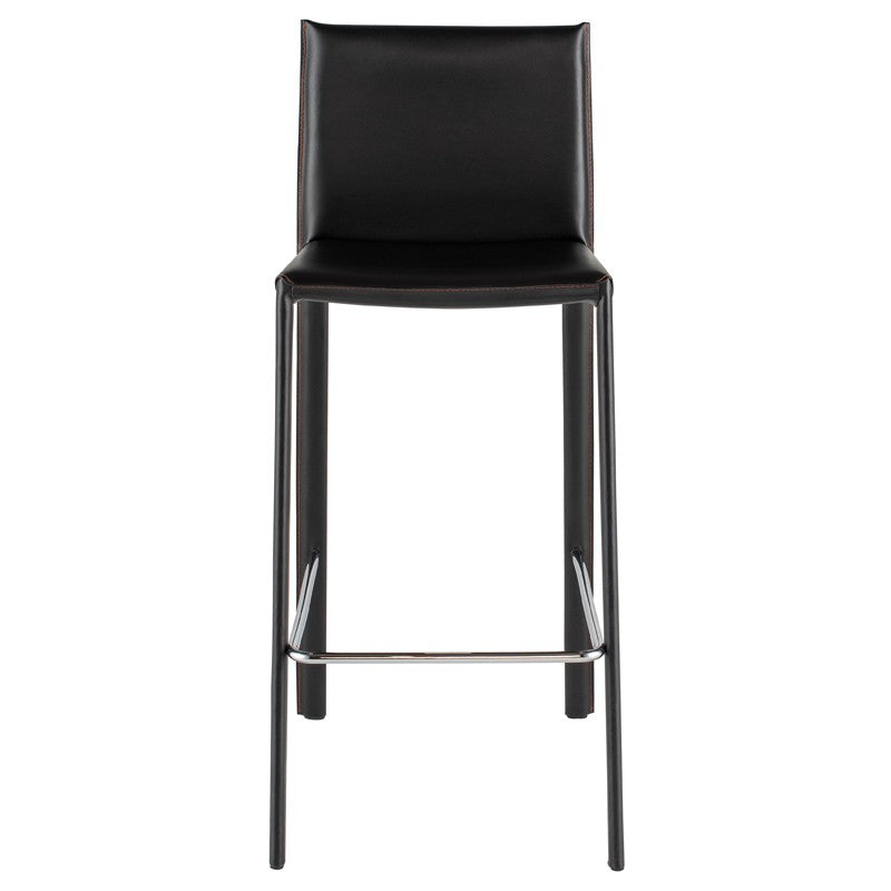Bridget Bar Stool Black Leather 20.5″ - Be Bold Furniture