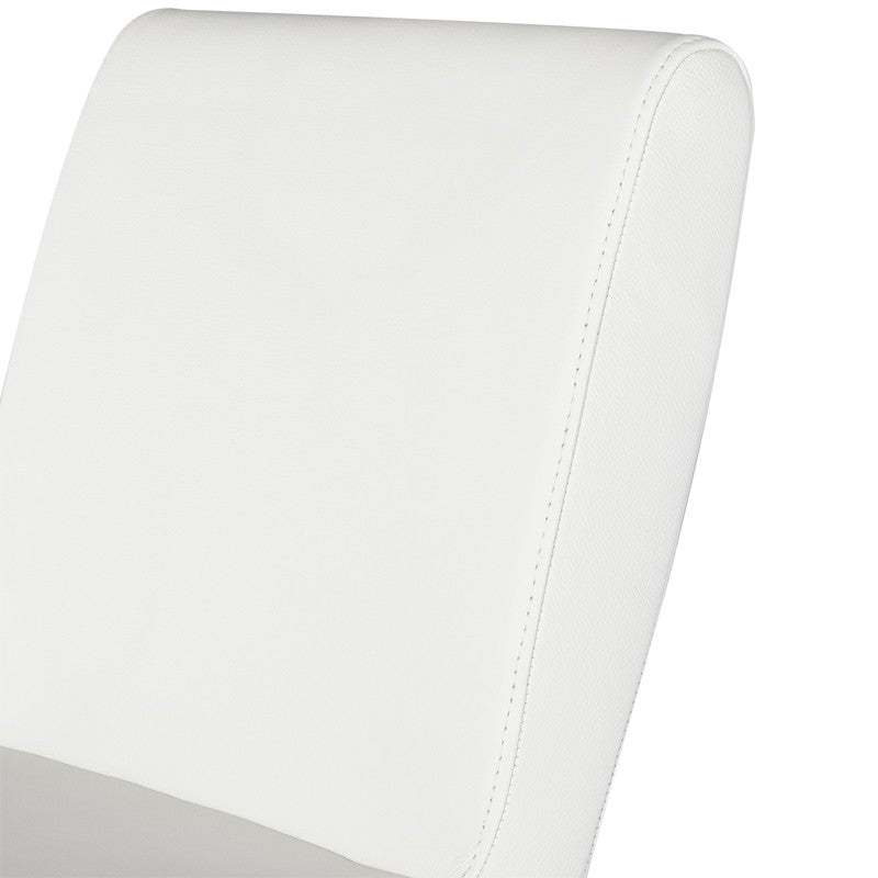 Lewis Adjustable Stool White Leather/Polished Stainless 16″ - Be Bold Furniture