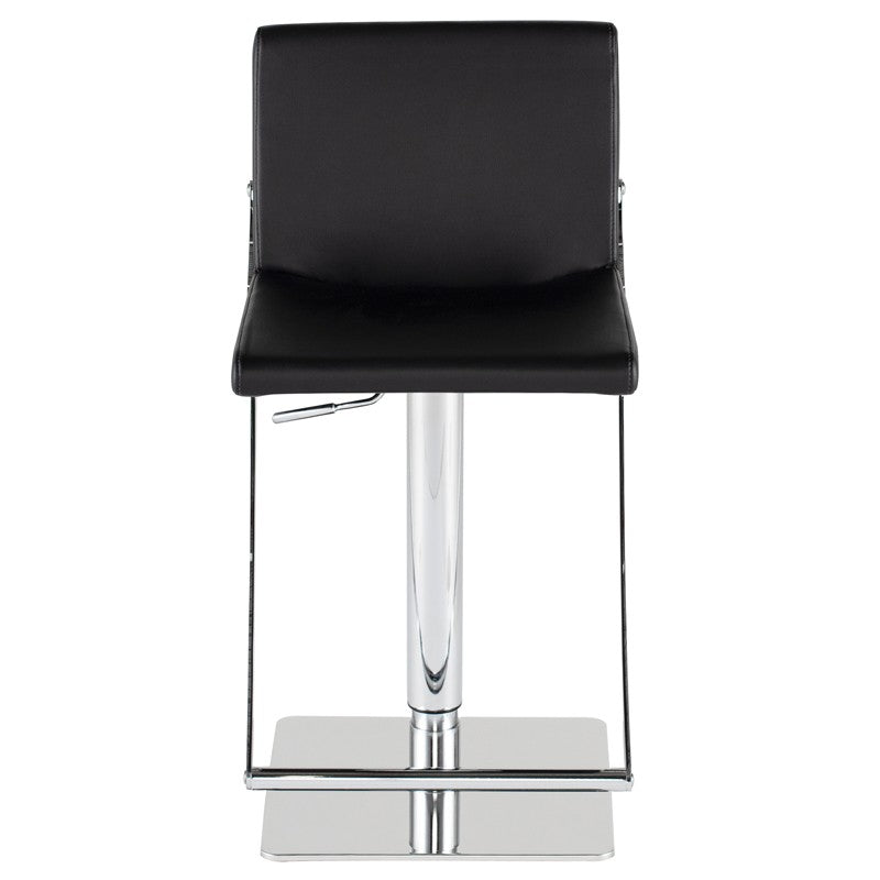 Swing Adjustable Stool Black Naugahyde/Chrome Steel 16″ - Be Bold Furniture