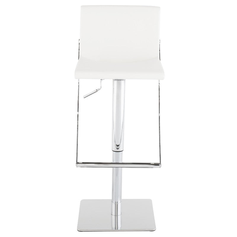 Swing Adjustable Stool White Naugahyde/Chrome Steel 16″ - Be Bold Furniture