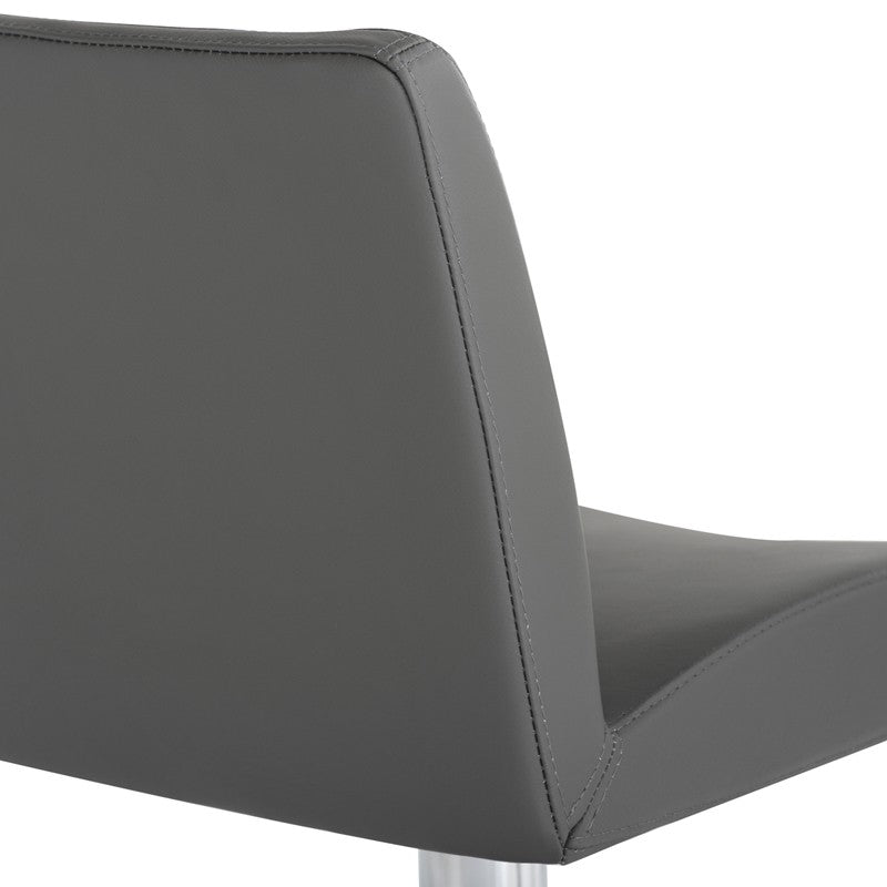 Matteo Adjustable Stool Dark Grey Leather/Polished Stainless 15″ - Be Bold Furniture