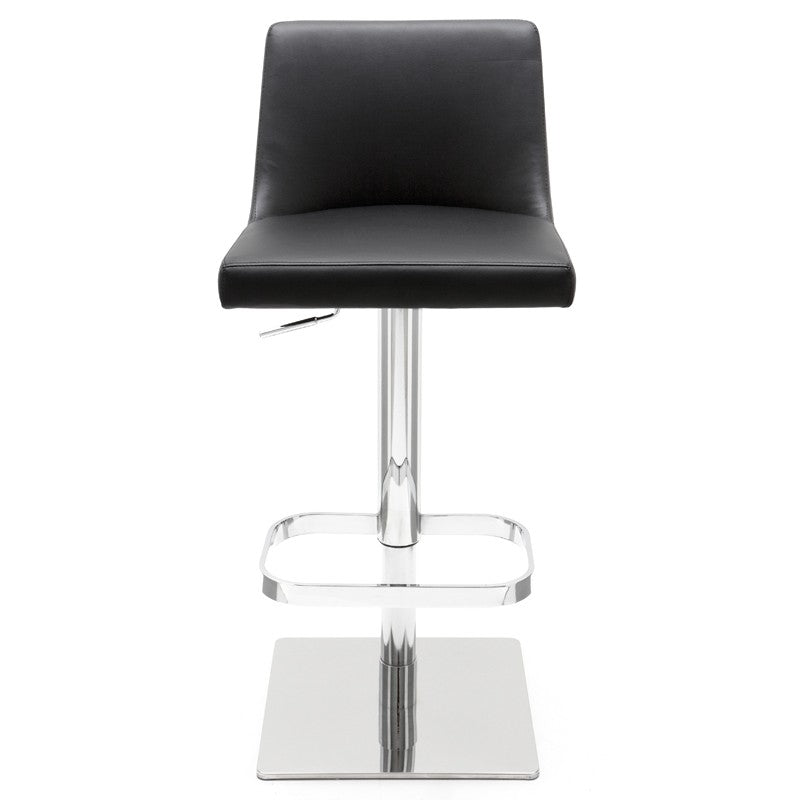 Rome Adjustable Stool Black Naugahyde/Polished Stainless 17″ - Be Bold Furniture