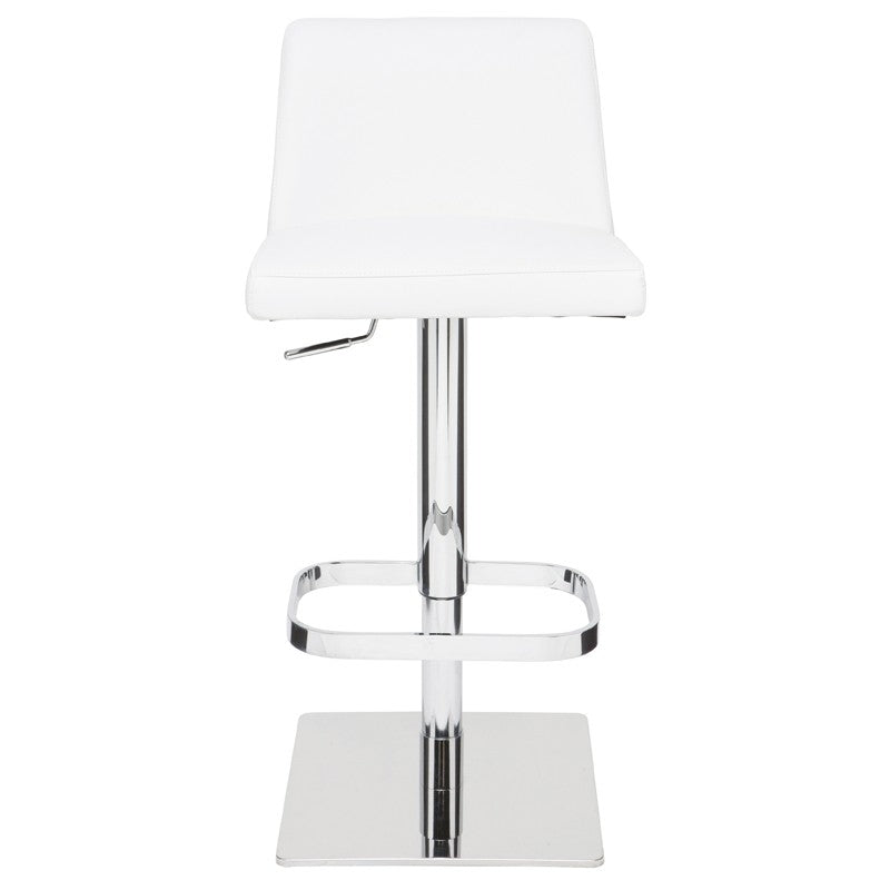 Rome Adjustable Stool White Naugahyde/Polished Stainless 17″ - Be Bold Furniture