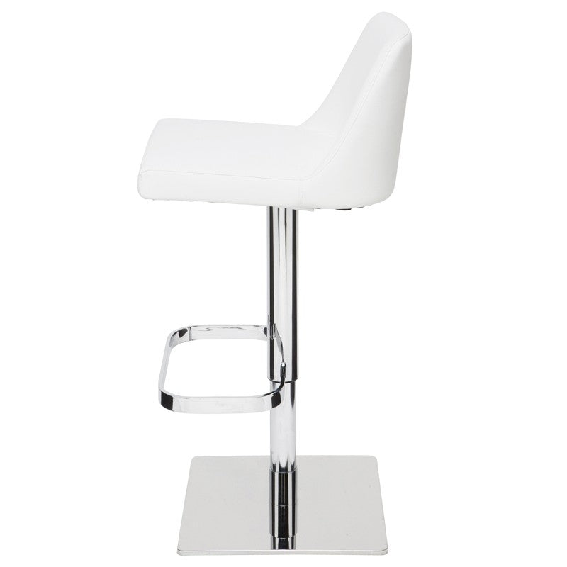 Rome Adjustable Stool White Naugahyde/Polished Stainless 17″ - Be Bold Furniture