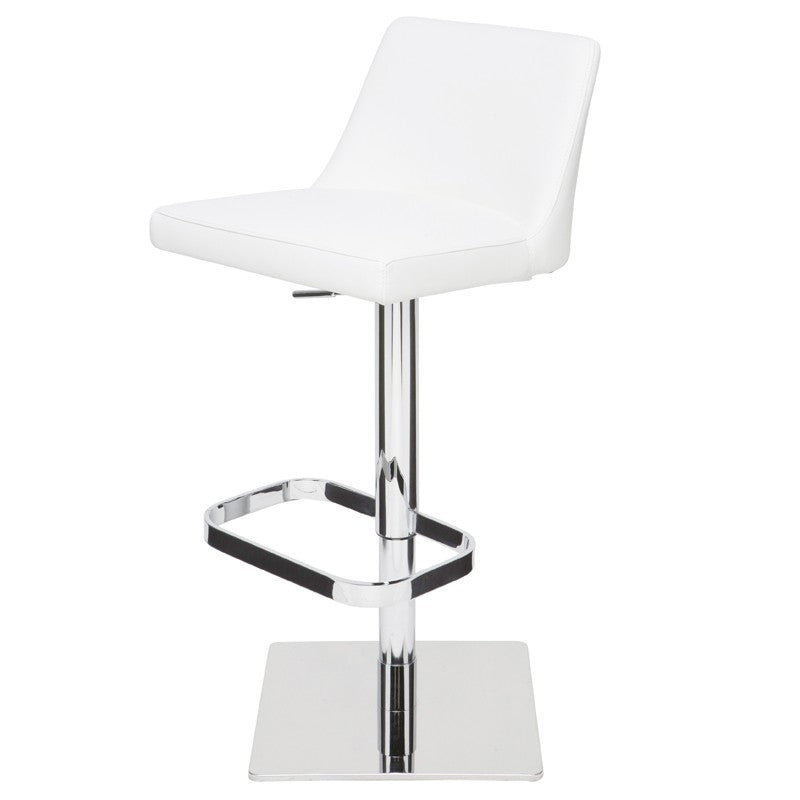 Rome Adjustable Stool White Naugahyde/Polished Stainless 17″ - Be Bold Furniture