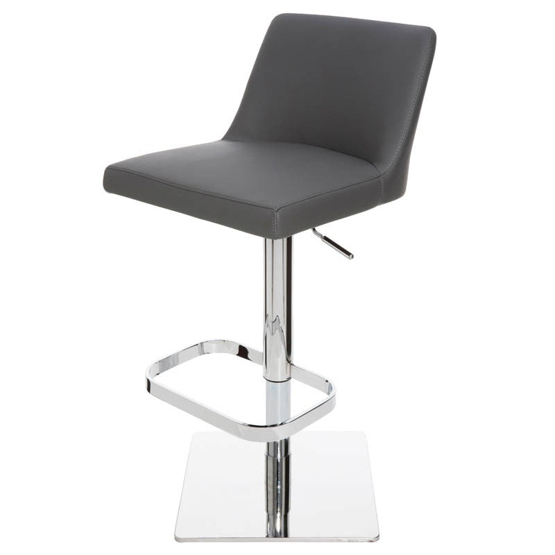 Rome Adjustable Stool Grey Naugahyde/Polished Stainless 17″ - Be Bold Furniture
