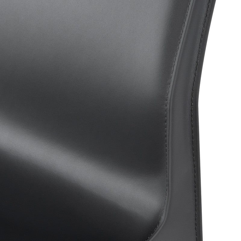 Coulter Dining Chair Dark Grey Leather 18.5″ - Be Bold Furniture