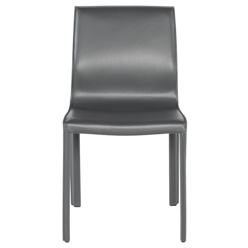 Coulter Dining Chair Dark Grey Leather 18.5″ - Be Bold Furniture