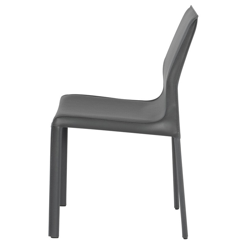 Coulter Dining Chair Dark Grey Leather 18.5″ - Be Bold Furniture