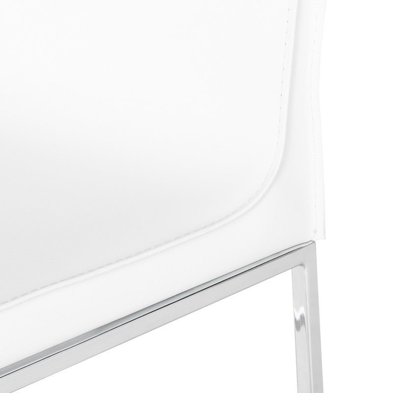Colter Counter Stool White Leather/Chrome Steel 18″ - Be Bold Furniture