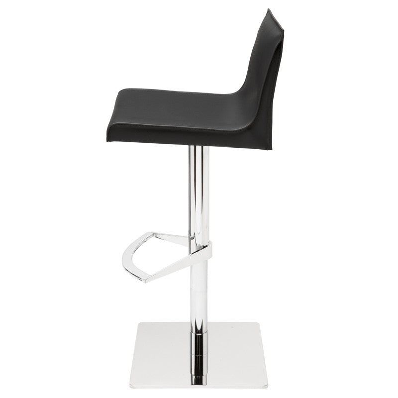 Colter Adjustable Stool Black Leater/Polished Stainless 16.5″ - Be Bold Furniture