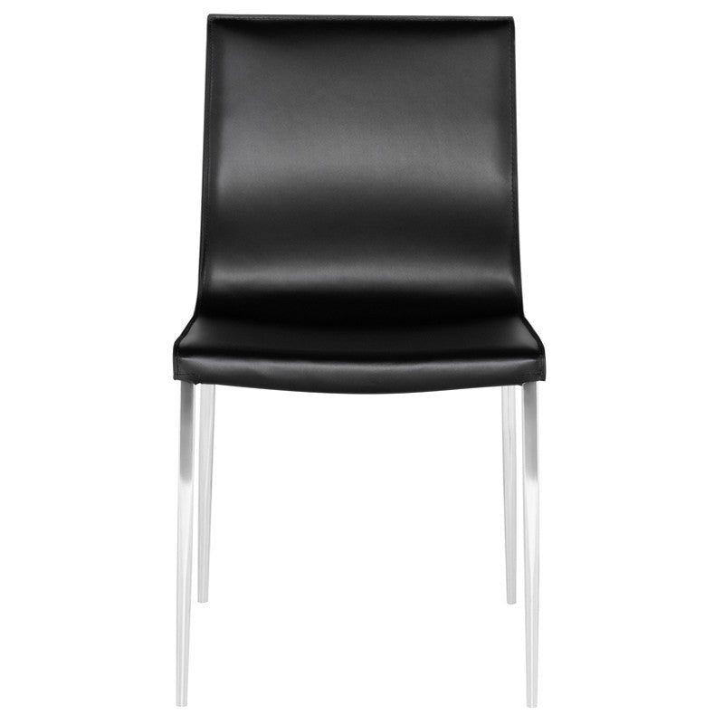 Coulter Dining Chair Black Leather/Chrome Steel 18.5″ - Be Bold Furniture